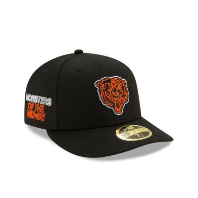 Black Chicago Bears Hat - New Era NFL Official NFL Draft Low Profile 59FIFTY Fitted Caps USA0728496